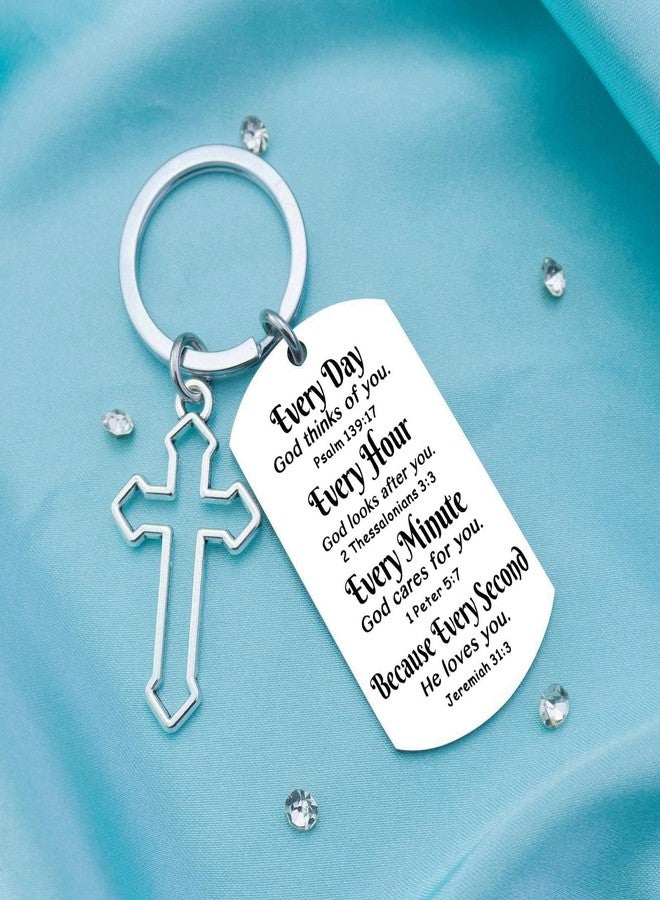 Aisity Christian Gifts for Women Men Cross Christian Keychain for Teen Boys Girls Faith Religious Baptism Gifts for Women Men Catholic Bible Verse Keychain for Birthday Chirstmas Stocking Stuffers - Image 2